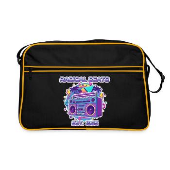 Radical Beats – 80s Retro Boombox Design - Retro Bag - black/gold - Front