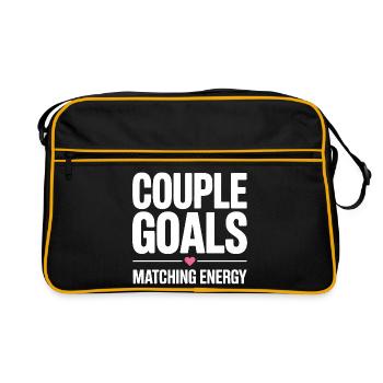 Couple Goals. Matching Energy. Romantischer Spruch - Retro Tasche - Schwarz/Gold - Vorne