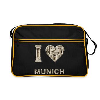 I love Munich – Classical Architecture Love - Retro Bag - black/gold - Front