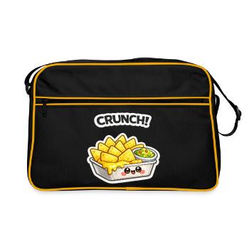 Dessin animé Cheese Nachos Kawaii - Sac Retro - noir/or - Devant