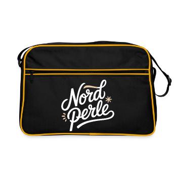 Nordperle Hamburg Nordsee Ostsee Norddeutsch Deern - Retro Tasche - Schwarz/Gold - Vorne