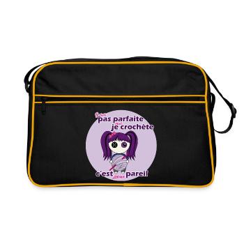 I'm not perfect but I'm hooking - Retro Bag - black/gold - Front