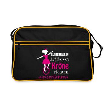 Unicycle | Unicycling Freestyle Girl Crown Straightening - Retro Bag - black/gold - Front