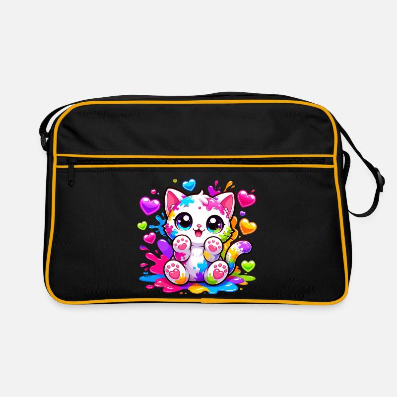 Katzenkunst Farbexplosion Retro Tasche