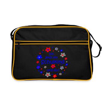 bin jetzt ein Schulkind - Retro Tasche - Schwarz/Gold - Vorne