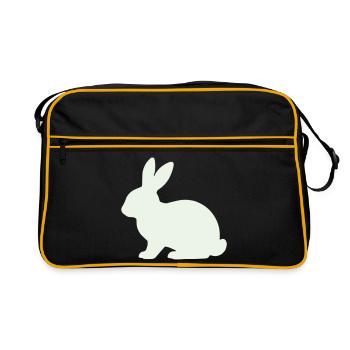 Delicate Rabbit Silhouette - Retro Bag - black/gold - Front
