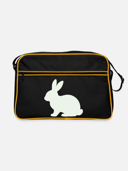 Zarte Kaninchen Silhouette - Retro Tasche - Schwarz/Gold - Vorne