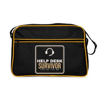 Help Desk Survivor – IT-Support Shirt - Retro Tasche - Schwarz/Gold - Vorne