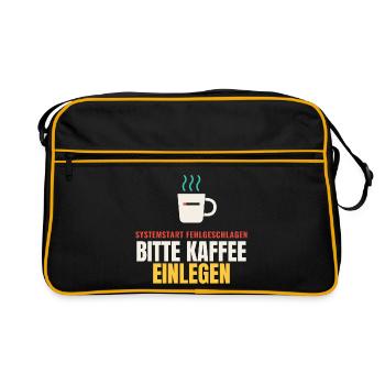 Systemstart fehlgeschlagen – Bitte Kaffee einlegen - Retro Tasche - Schwarz/Gold - Vorne