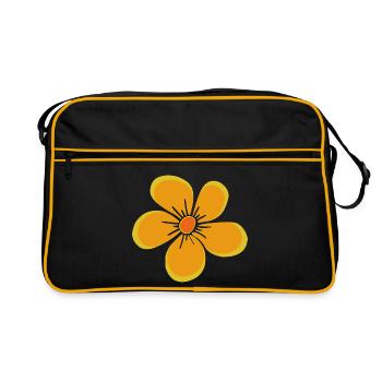 Flower yellow, flower, floral, floral motif, floral - Retro Bag - black/gold - Front