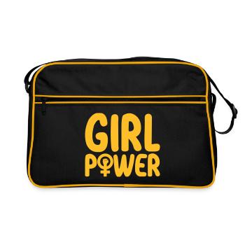 Mädchenpower Frauenpower Symbol | Farbe änderbar - Retro Tasche - Schwarz/Gold - Vorne