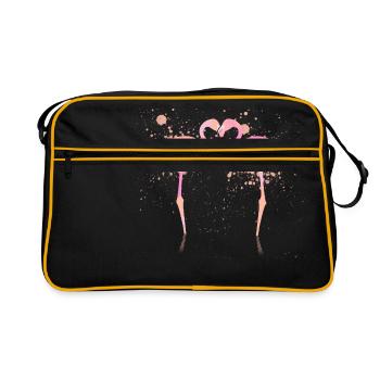 Flamingo Heart - Retro Bag - black/gold - Front