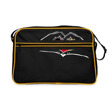 J’aime la Belgique - coeur mains - Sac Retro - noir/or - Devant