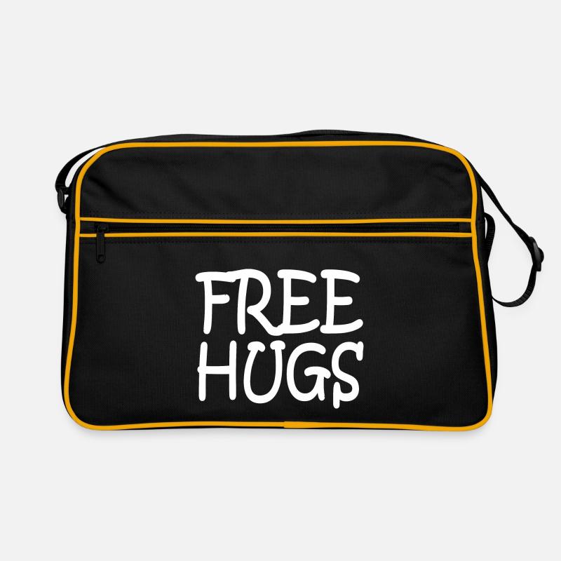Free Hugs - Retro Tasche - Schwarz/Gold