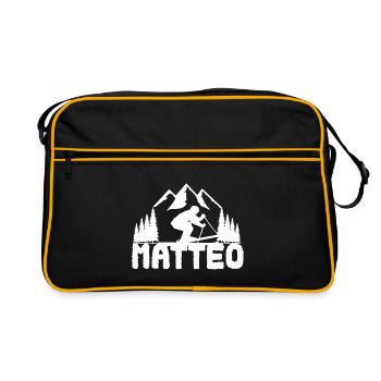Skier First name Matteo Name Skier - Retro Bag - black/gold - Front