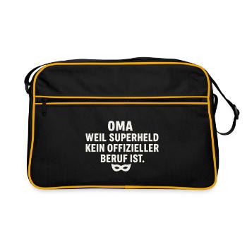 Oma: Weil Superheld kein offizieller Beruf ist - Retro Tasche - Schwarz/Gold - Vorne