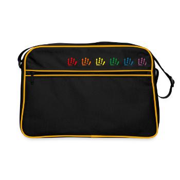 Rainbow hand print, gay pride - Sac Retro - noir/or - Devant