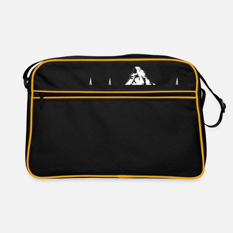 Matterhorn - Berge - Schweiz - Retro Tasche - Schwarz/Gold