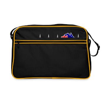 Ich liebe Australien - Herzschlag - Retro Tasche - Schwarz/Gold - Vorne