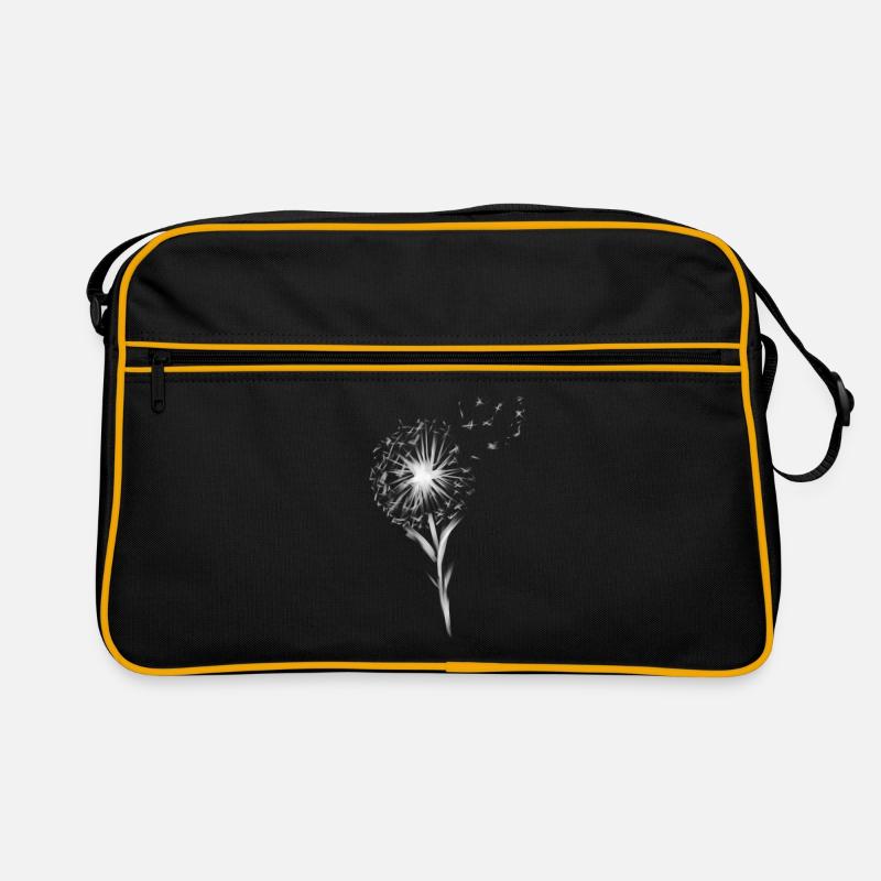 Fleur blanche - Sac Retro - noir/or
