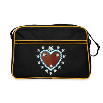 Lebkuchenherz Edelweiss Heart Your request text - Retro Bag - black/gold - Front