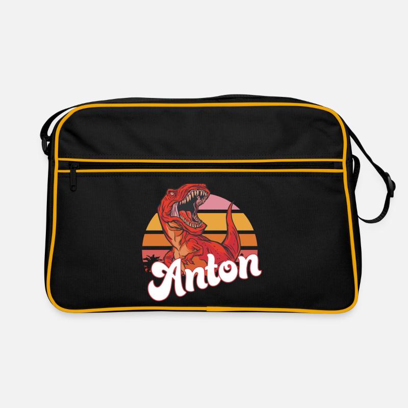 ANTON - Beautiful boy name with T-REX Dino Retro Bag