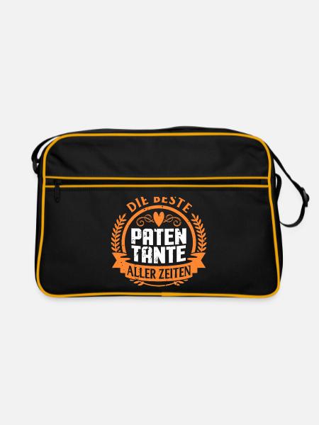 Die beste Patentante aller Zeiten - Retro Tasche - Schwarz/Gold - Vorne