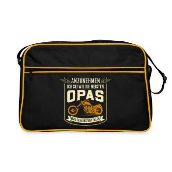 Bester Opa und Biker - Retro Tasche - Schwarz/Gold - Vorne