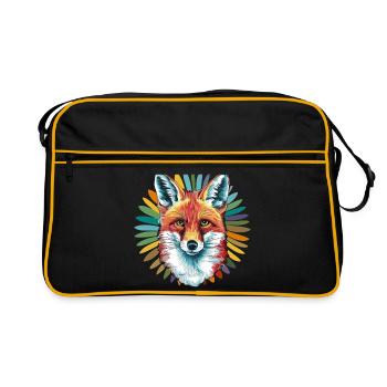 Fuchs - Illustration - Retro Tasche - Schwarz/Gold - Vorne