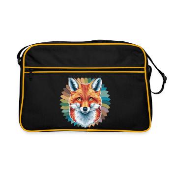 Fuchs - Illustration - Retro Tasche - Schwarz/Gold - Vorne
