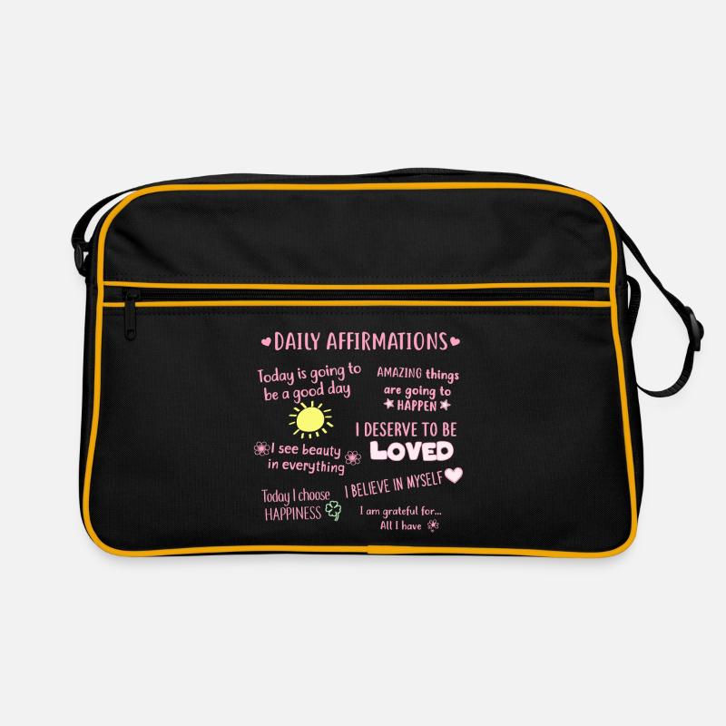 Tägliche Affirmationen - Retro Tasche - Schwarz/Gold