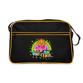 KEEP ON SMILING, have faith, stay positive, - Retro Bag - black/gold - Front