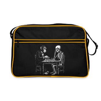 Skeleton and monkey plays chess - Retro Bag - black/gold - Front