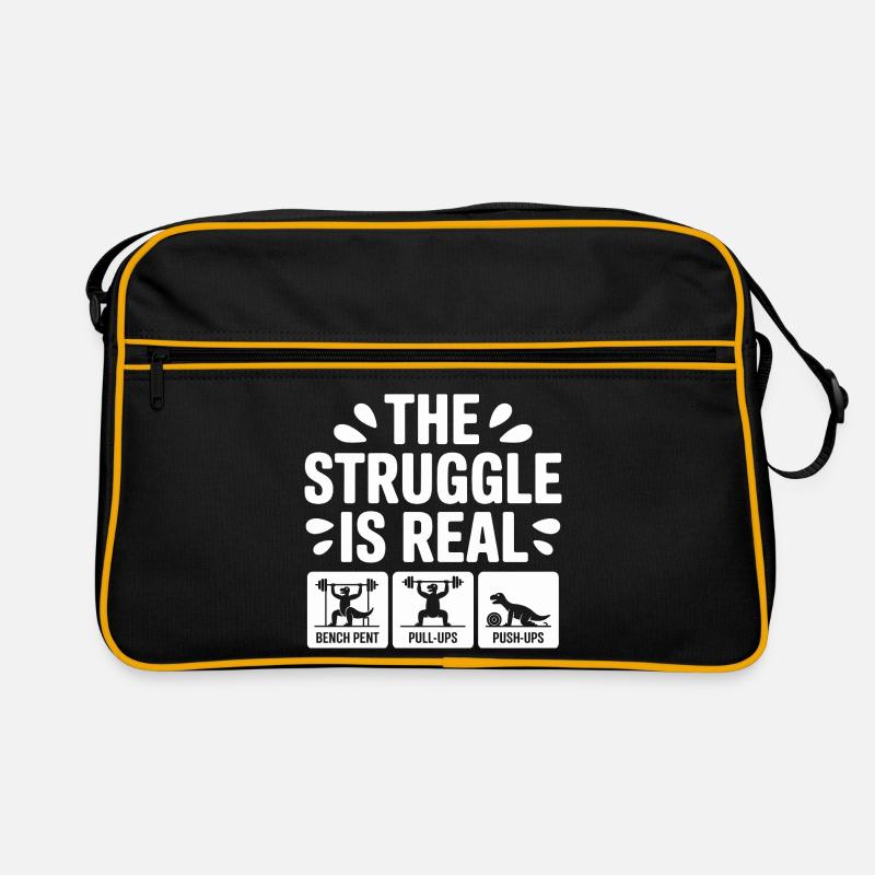 Der Kampf ist ein echtes lustiges T-Rex-Fitnessstudio-Workout Retro Tasche