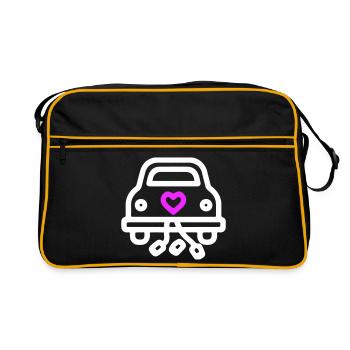 Hochzeitsauto Hochzeit Symbol Verliebt - Retro Tasche - Schwarz/Gold - Vorne