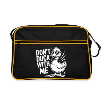 Duck dich nicht mit mir Lustige Ente - Retro Tasche - Schwarz/Gold - Vorne