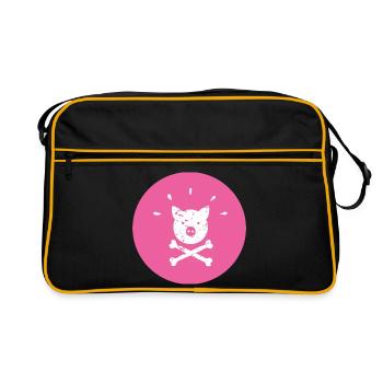 Jolly Roger Piggy Pirate Lucky Pig - Retro Bag - black/gold - Front