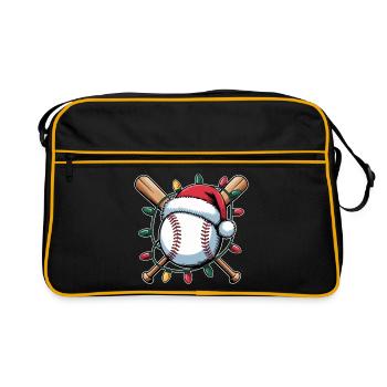 Père Noël Baseball Lumières de Noël - Sac Retro - noir/or - Devant