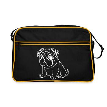 Carlin Chiens T-shirt Cadeau Noël - Sac Retro - noir/or - Devant