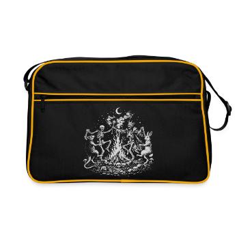 Moonlit Skeleton, king, rabbit nad ra Dance Circle - Retro Bag - black/gold - Front