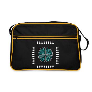 AI Brain Chip Processor Tech Vector - Retro Bag - black/gold - Front