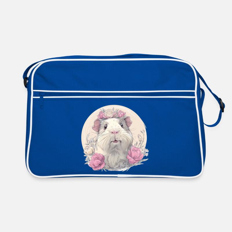 Guinea pig with flowers Retro Bag