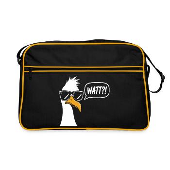 Sonnenbrillen Möwe mit Watt?! - Retro Tasche - Schwarz/Gold - Vorne