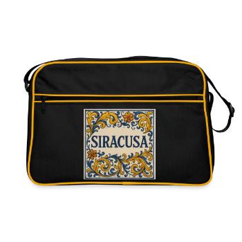 Siracusa Blumenkachel Ornament - Retro Tasche - Schwarz/Gold - Vorne