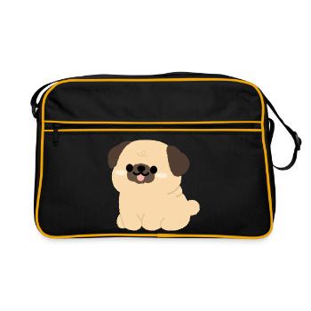 Pug Plushie Charm - Retro Bag - black/gold - Front
