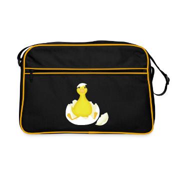 Küken frisch geschlüpft - Retro Tasche - Schwarz/Gold - Vorne