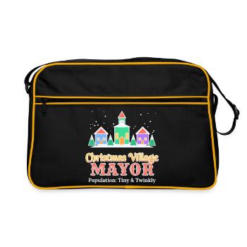 Weihnachtsdorf-Bürgermeister lustiges Feriendorf - Retro Tasche - Schwarz/Gold - Vorne