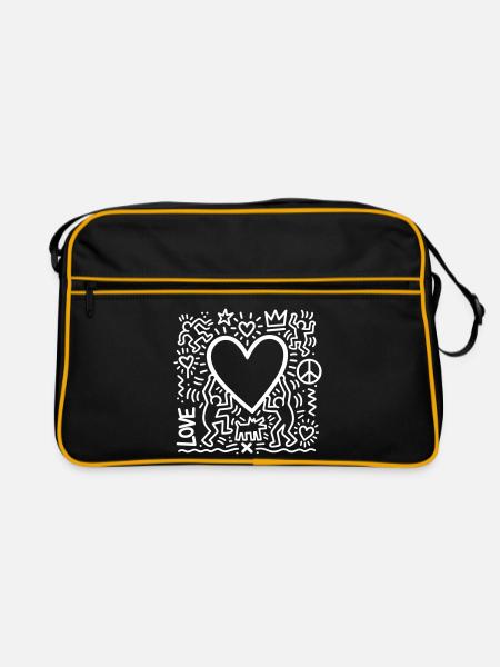 LOVE - Retro Tasche - Schwarz/Gold