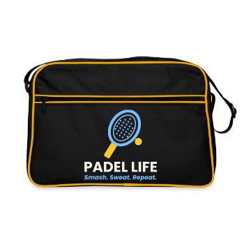 Padel Life Shirt Smash Sweat Repeat Padel Player - Retro Tasche - Schwarz/Gold - Vorne