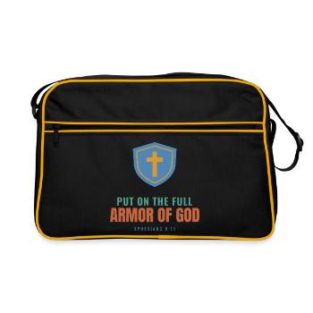 Put On The Full Armor Of God – Ephesians 6:11 - Retro Tasche - Schwarz/Gold - Vorne